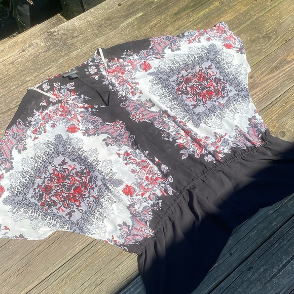 Lane Bryant floral blouse semi-sheer tunic dolman sleeves flounce sz 22/24 - Picture 8 of 12